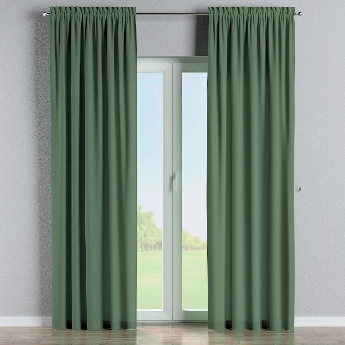 Zasłona na kanale z grzywką 1 szt. 130x260 zielony