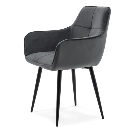 Krzesło tapicerowane welurowe QUATTRO velvet aksamit szary