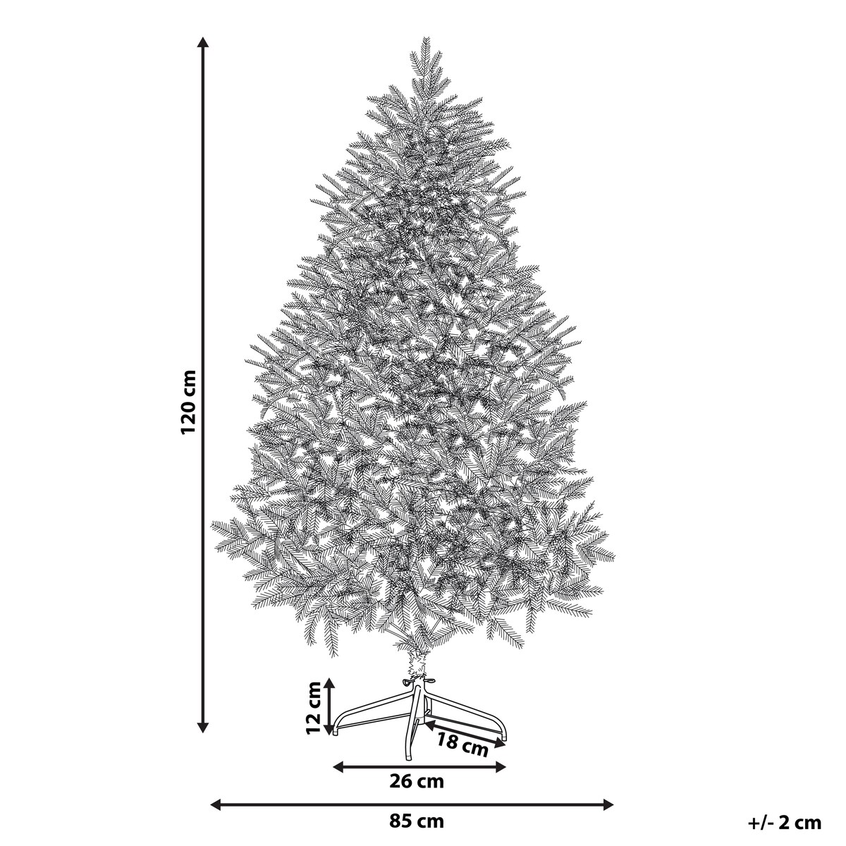 Ośnieżona sztuczna choinka świąteczna FORAKER 120 cm Biały
