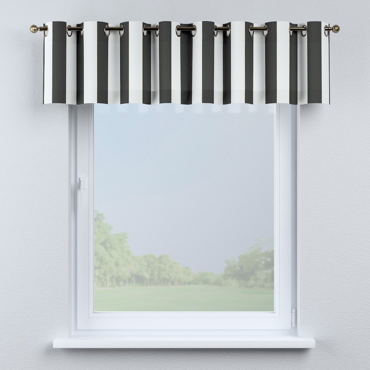 Lambrekin na kółkach 390x40 pasy czarno-białe