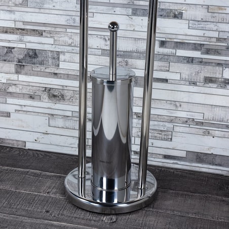 Szczotka toaletowa do WC z uchwytem na papier KINGHOFF srebrny