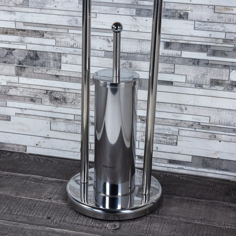 Szczotka toaletowa do WC z uchwytem na papier KINGHOFF srebrny