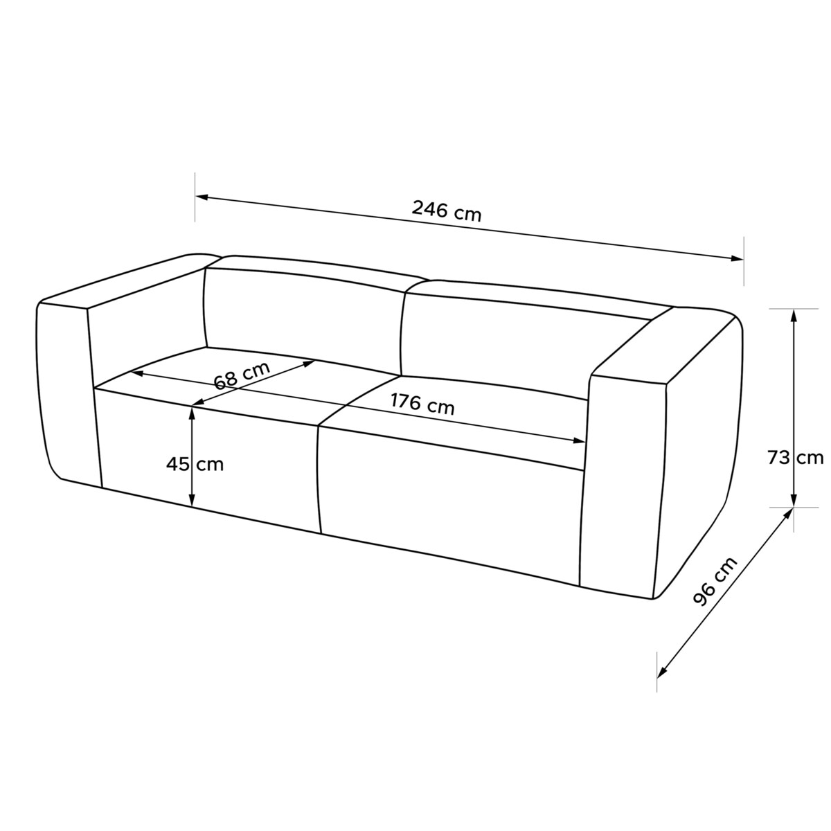 KONSIMO FEROX Duża sofa 3 osobowa, rudy