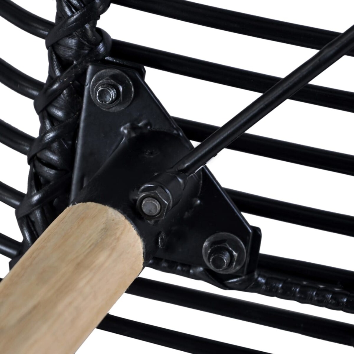 vidaXL Krzesła stołowe, 2 szt., czarne, naturalny rattan