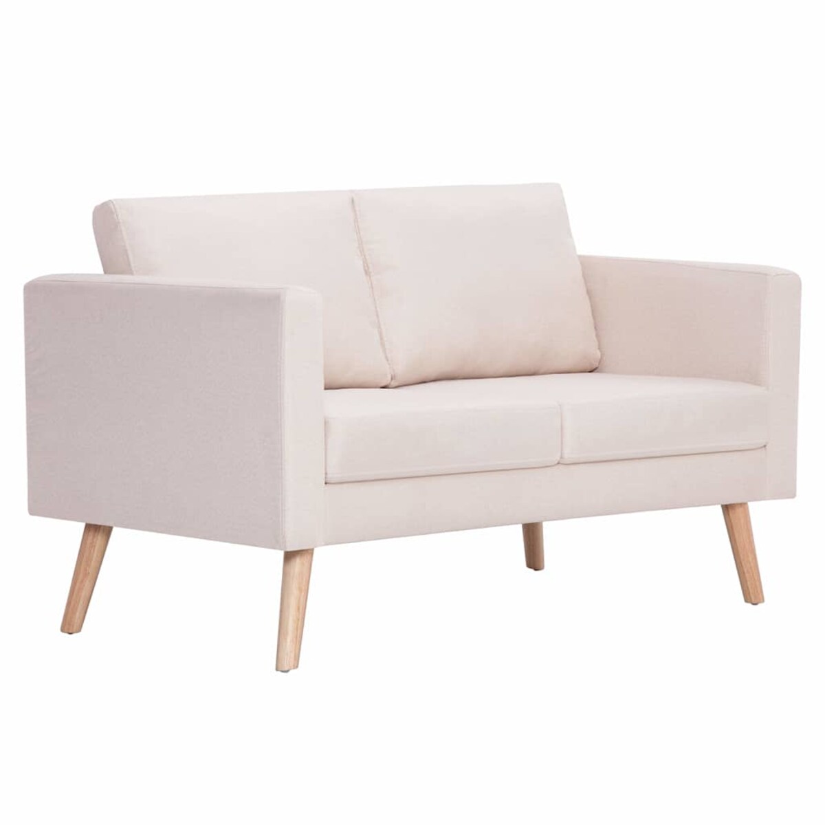 vidaXL Sofa 2-osobowa, materiałowa, kremowa
