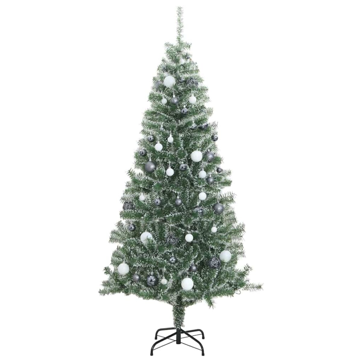 vidaXL Sztuczna choinka z 300 LED, bombkami i śniegiem, 210 cm