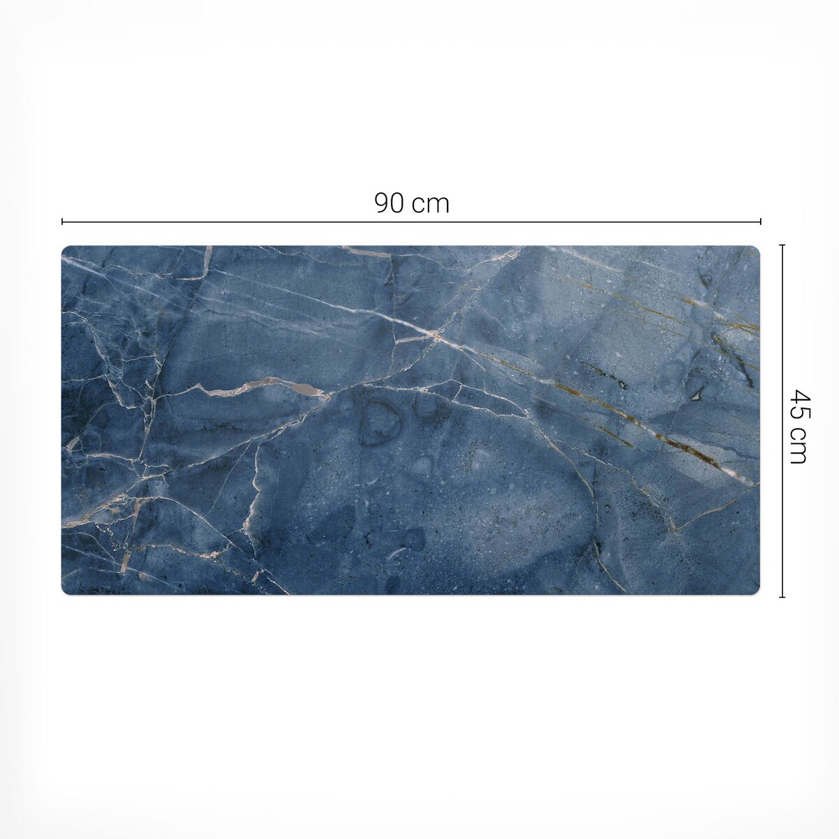 Niebieska mata na biurko Marmurowe żyłki, 90x45 cm