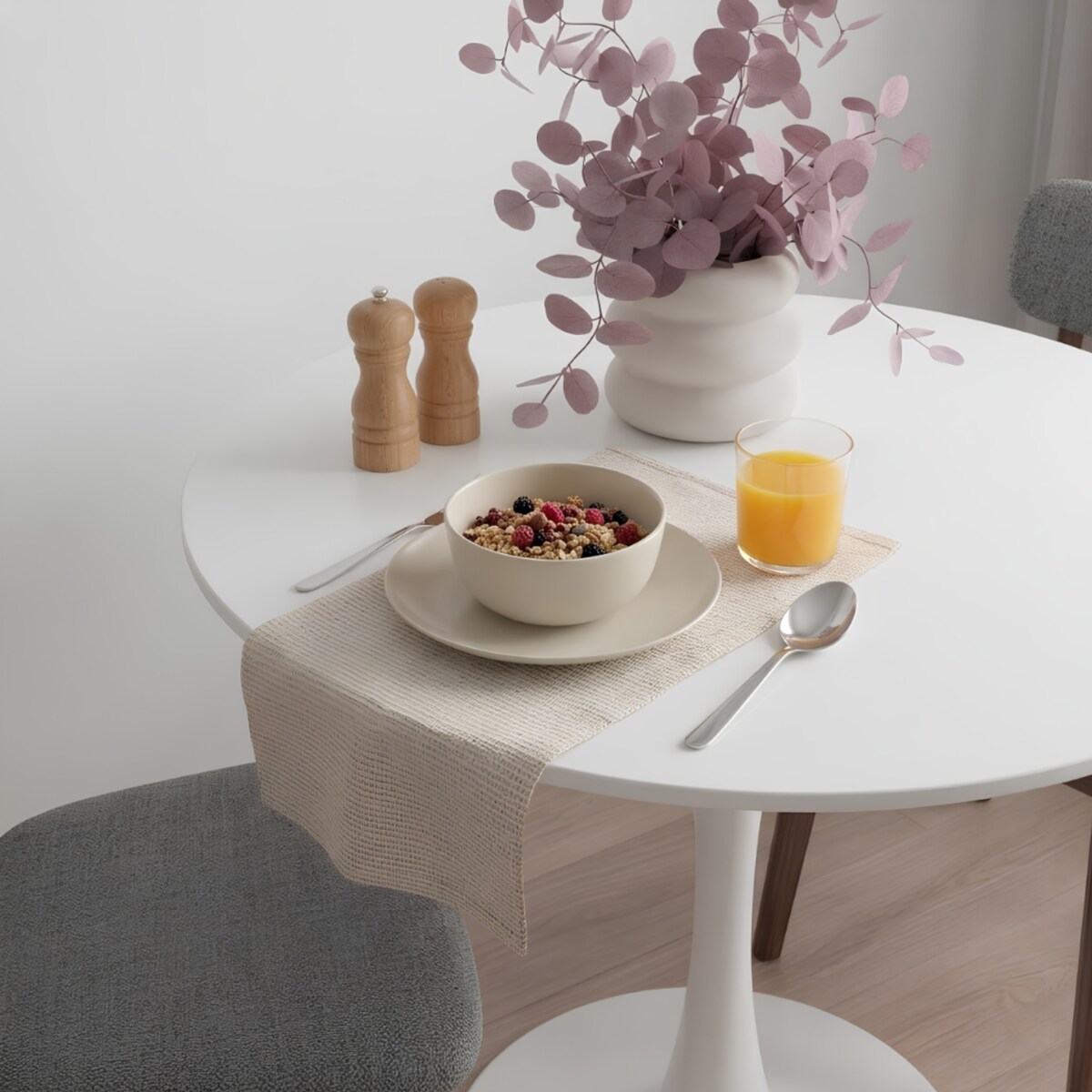 Stół okrągły do salonu jadalni 80 cm biały nowoczesny minimalistyczny
