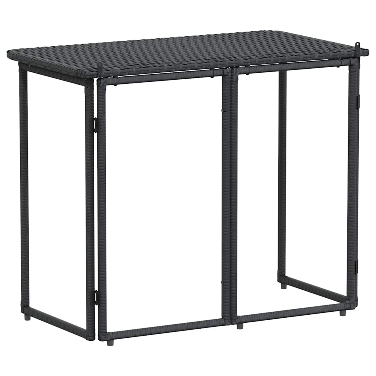 vidaXL Składany stół ogrodowy czarny 90x51x75 cm polirattan