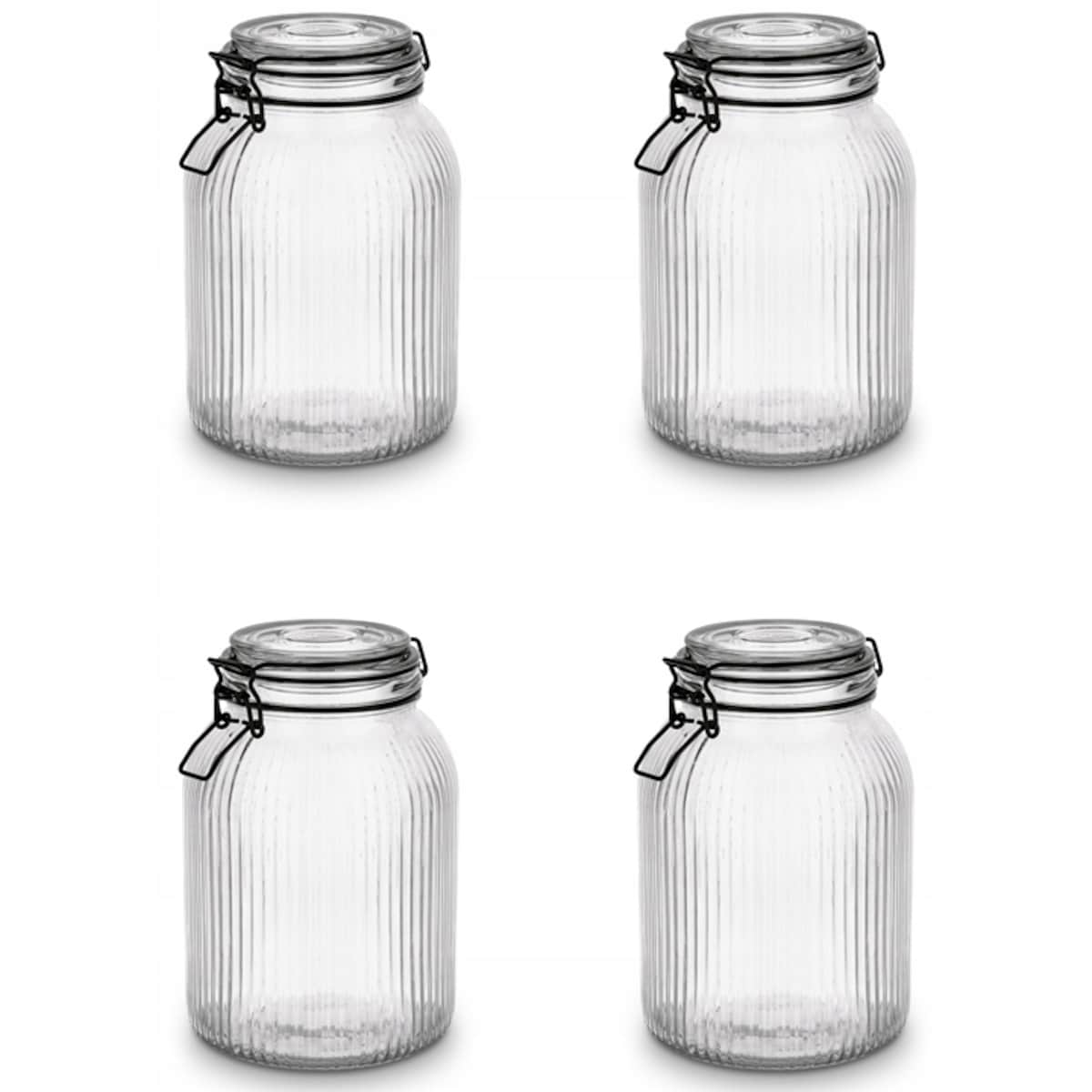 4x Słoik szklany pojemnik na jedzenie makaron grzyby ciastka 1,9 L KLIPS