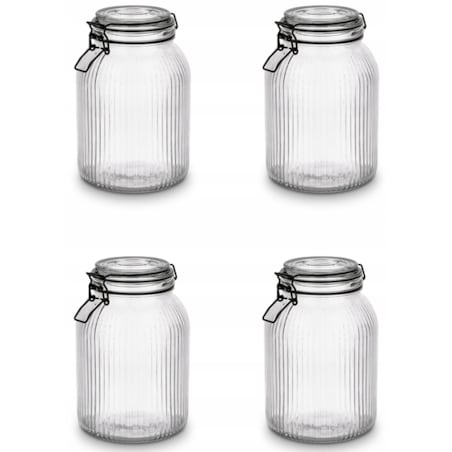 4x Słoik szklany pojemnik na jedzenie makaron grzyby ciastka 1,9 L KLIPS