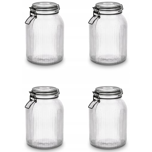 4x Słoik szklany pojemnik na jedzenie makaron grzyby ciastka 1,9 L KLIPS