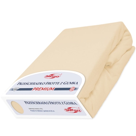Prześcieradło z bawełny frotte z gumką 90x200 kolor jasny beż PREMIUM
