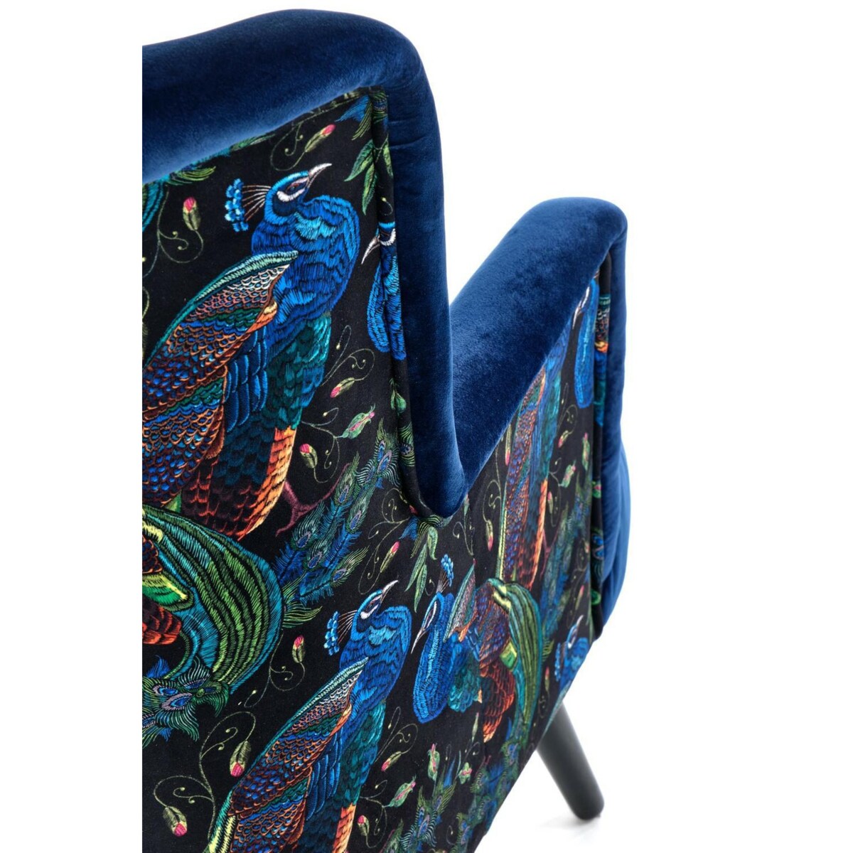 FOTEL WYPOCZYNKOWY Gredos granat WZÓR PTAKA drewniane nogi