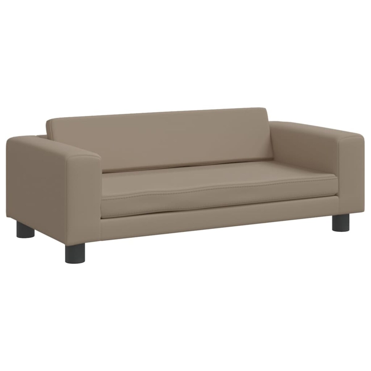 vidaXL Sofa dziecięca z podnóżkiem, cappuccino, 100x50x30 cm, ekoskóra