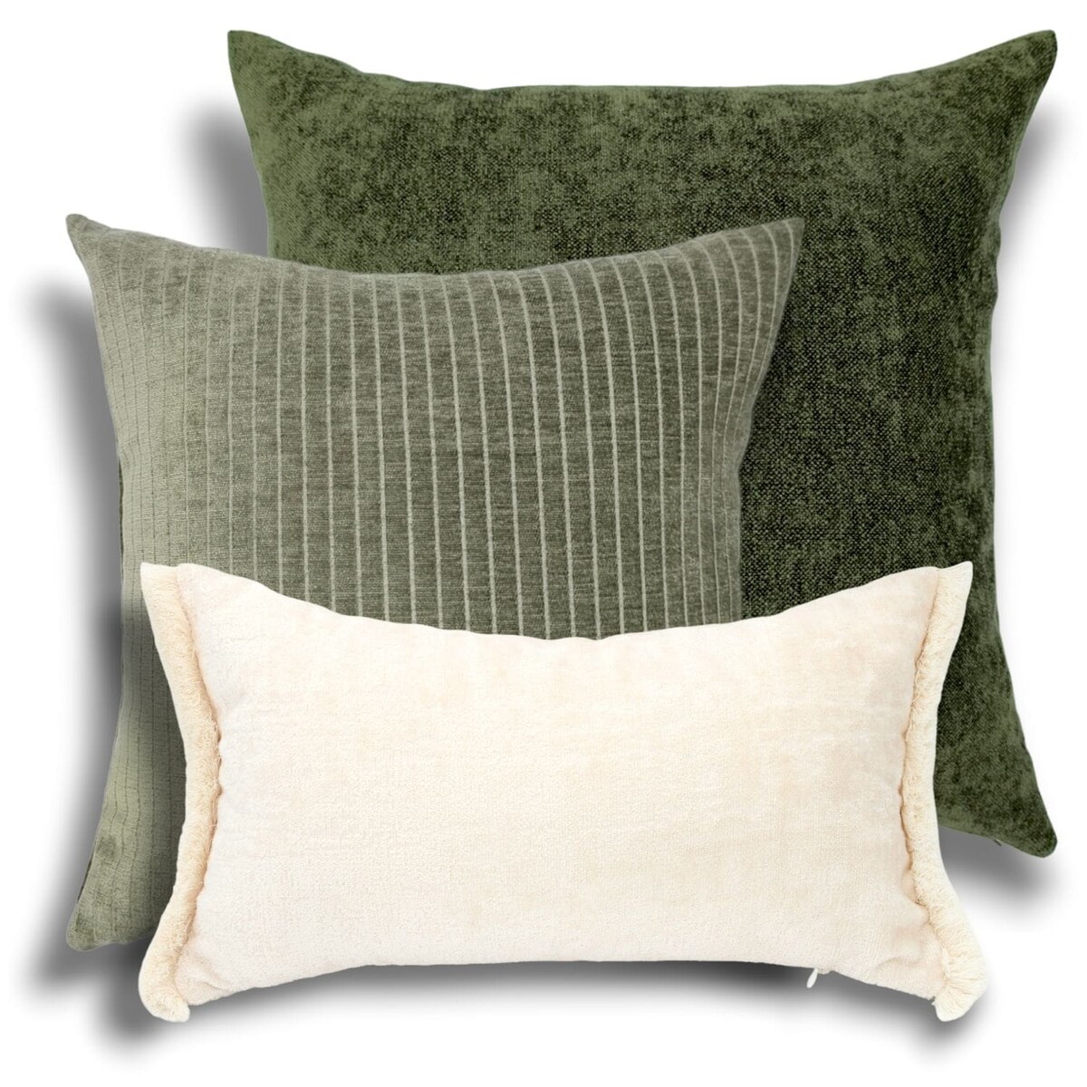 Kremowo Zielony zestaw poduszek dekoracyjnych Heaven - Lines - Denali
