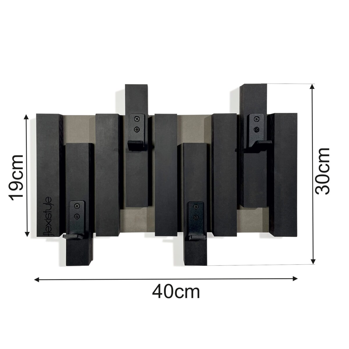 Czarny wieszak ścienny na ubrania Lamele Mini 40cm