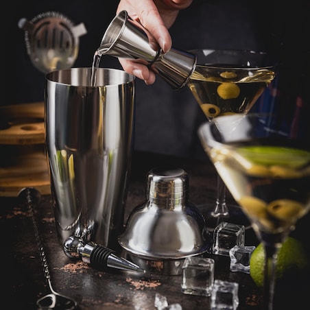 Zestaw barmański do drinków koktajli 12-ele Shaker srebrny KLAUSBERG