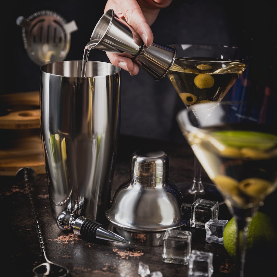 Zestaw barmański do drinków koktajli 12-ele Shaker srebrny KLAUSBERG
