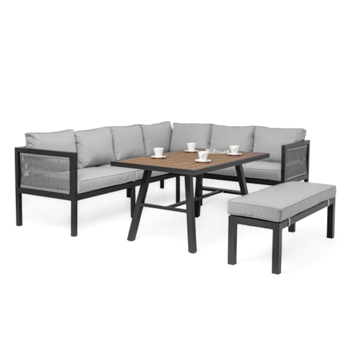 Meble ogrodowe aluminiowe narożnik stół PORTOFINO szare