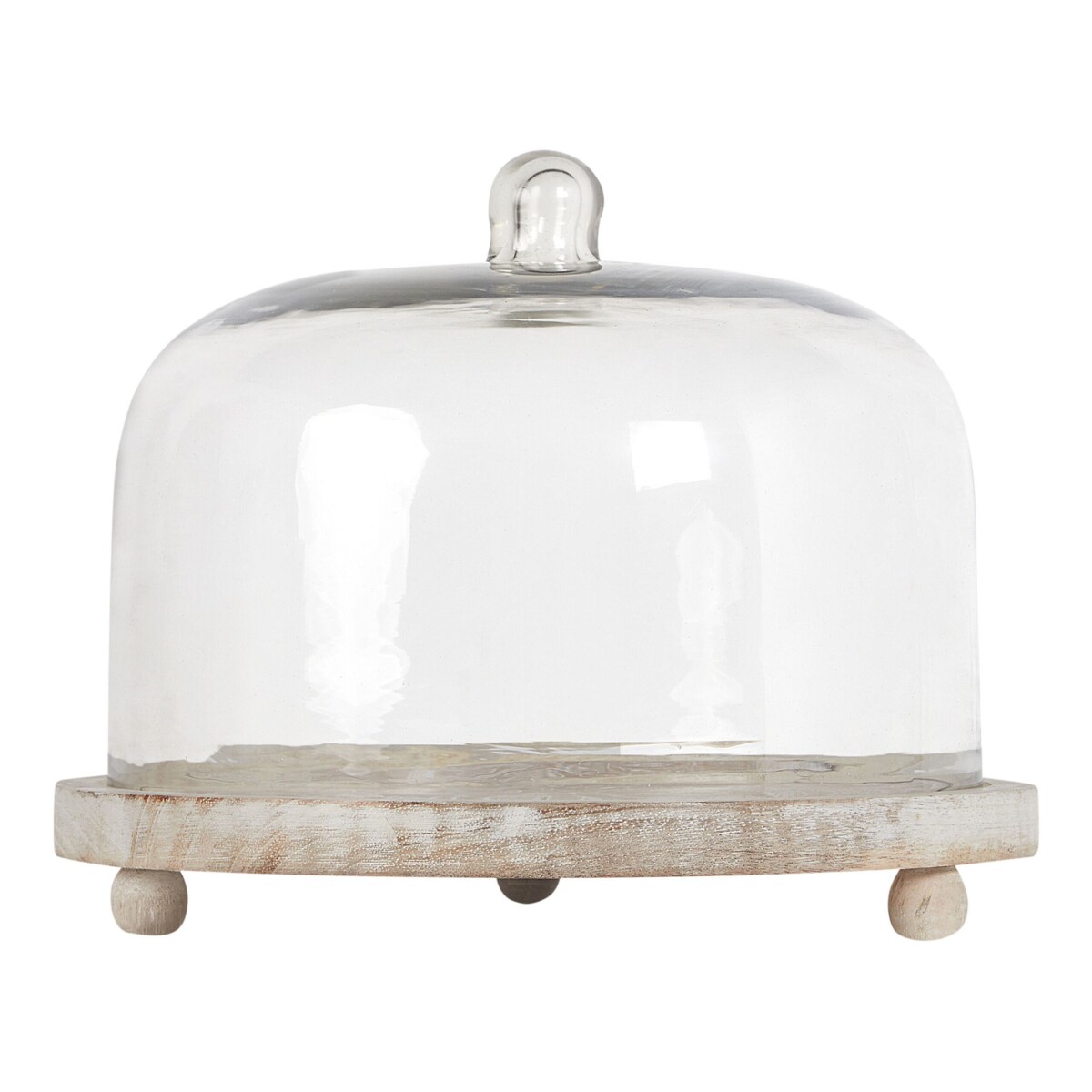 Patera ze szklanym kloszem drewno mango jasne FAJUM