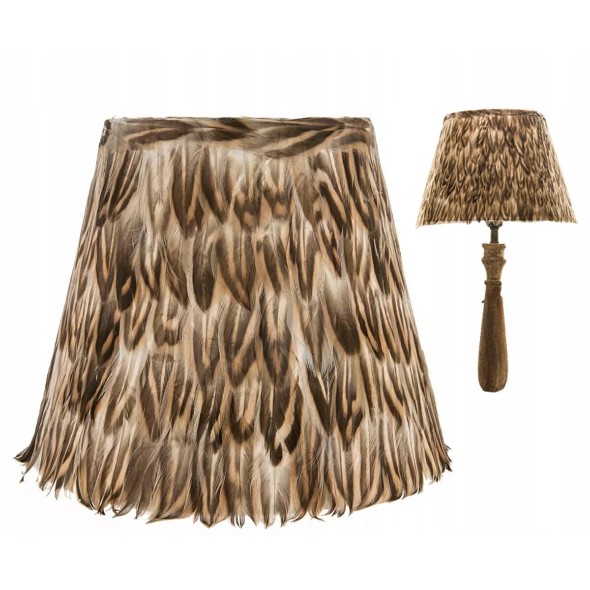 ABAŻUR DO LAMPY STOJĄCEJ BOHO naturalne pióra klosz na lampe 21cm
