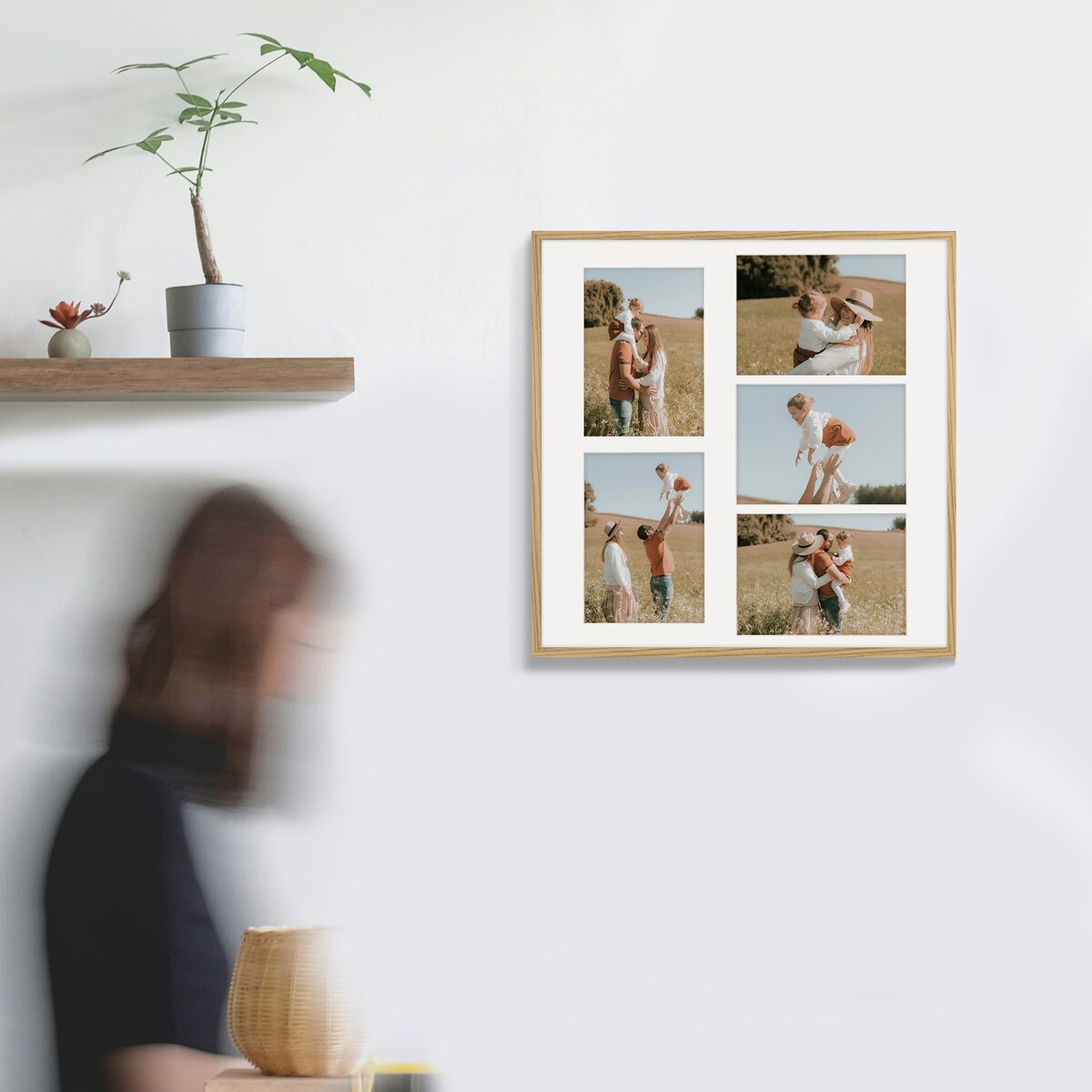 Ramka na zdjęcia 5x 15x21 cm dębowa galeria na 5 zdjęć multirama collage 50x50 cm FRAMAI
