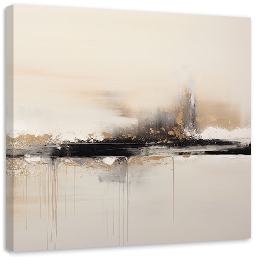 Obrazy do przedpokoju salonu Beżowa Abstrakcja z elementami złota 60x60