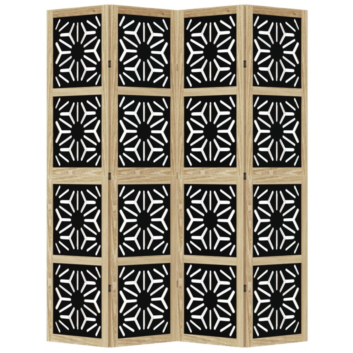 vidaXL Parawan pokojowy, 4-panelowy, brązowo-czarny, lita paulownia