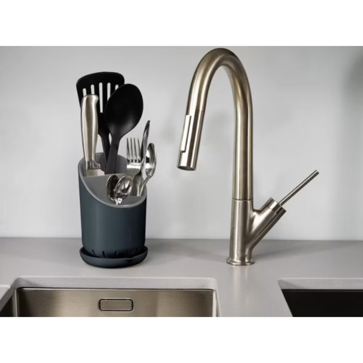 Ociekacz na sztućce szary Dock, 18.5 cm, Joseph Joseph