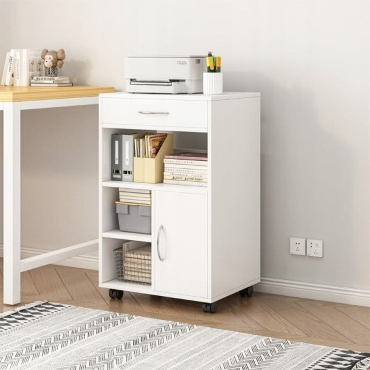 Wielofunkcyjna szafka stojąca stolik drukarkę regał półka nowoczesna 50 cm