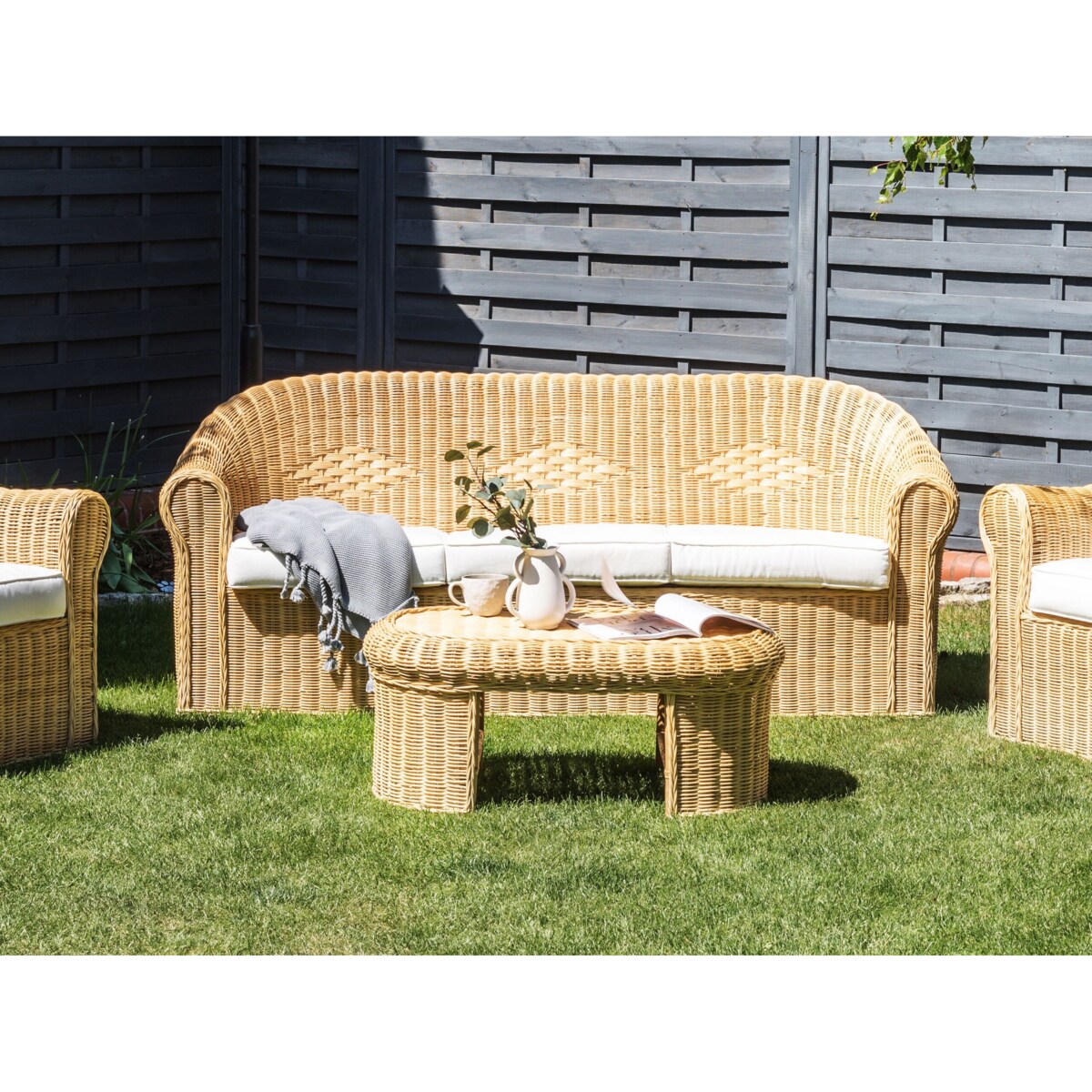 Sofa ogrodowa dla 3 osób LIVADEIA Rattan Naturalny