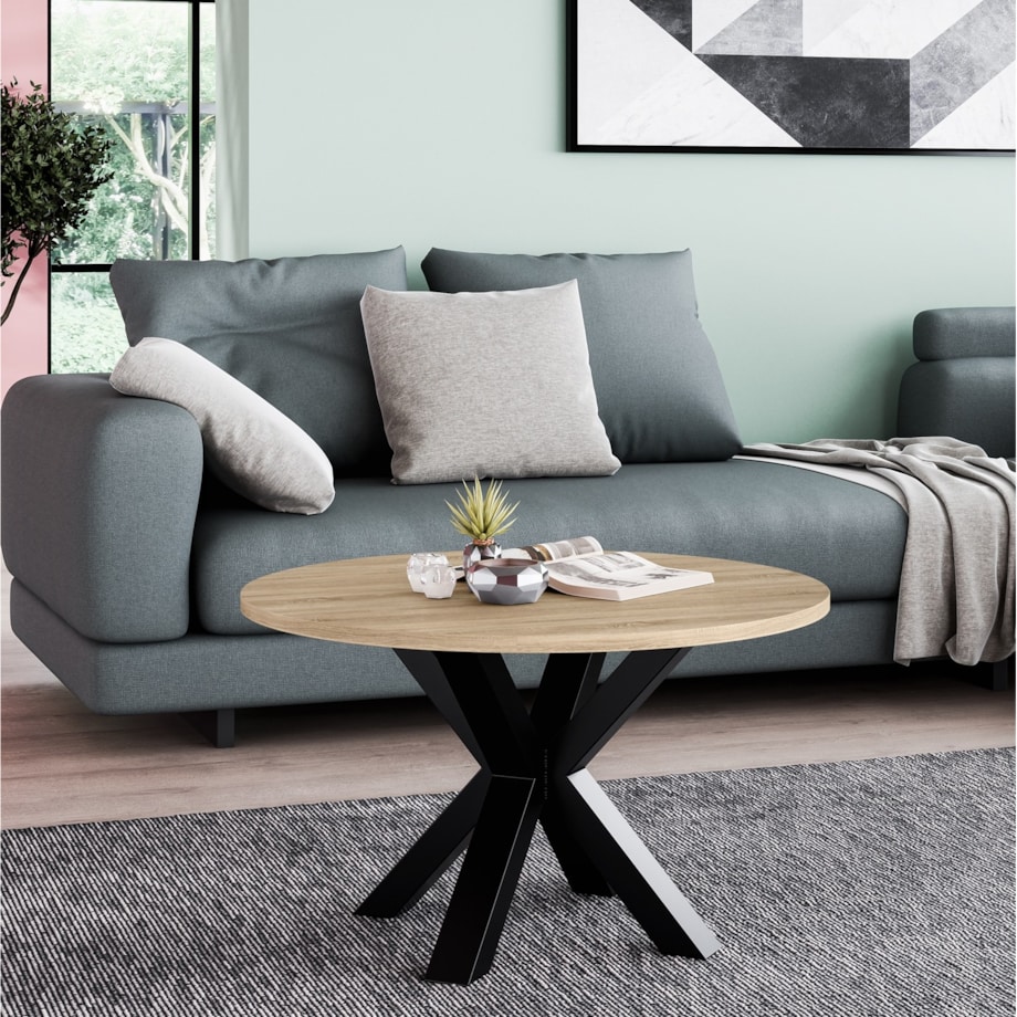 Okrągły stolik kawowy NEO średnica blatu 58 cm - dąb sonoma