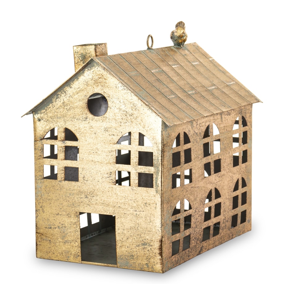 Dekoracja - metalowy domek 29,5x29x20,5 cm MUOYA