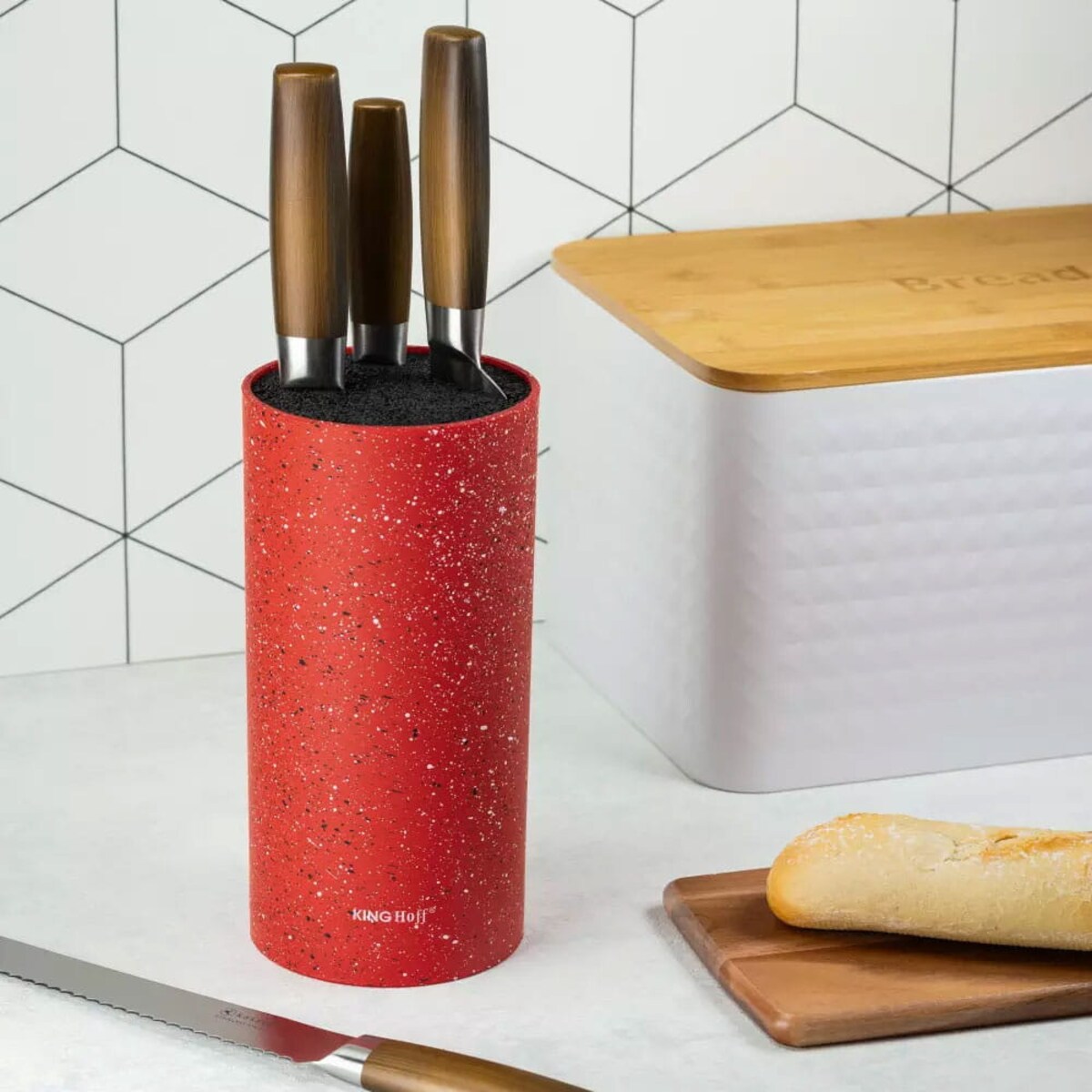 Uniwersalny stojak na noże do noży czerwony KINGHOFF