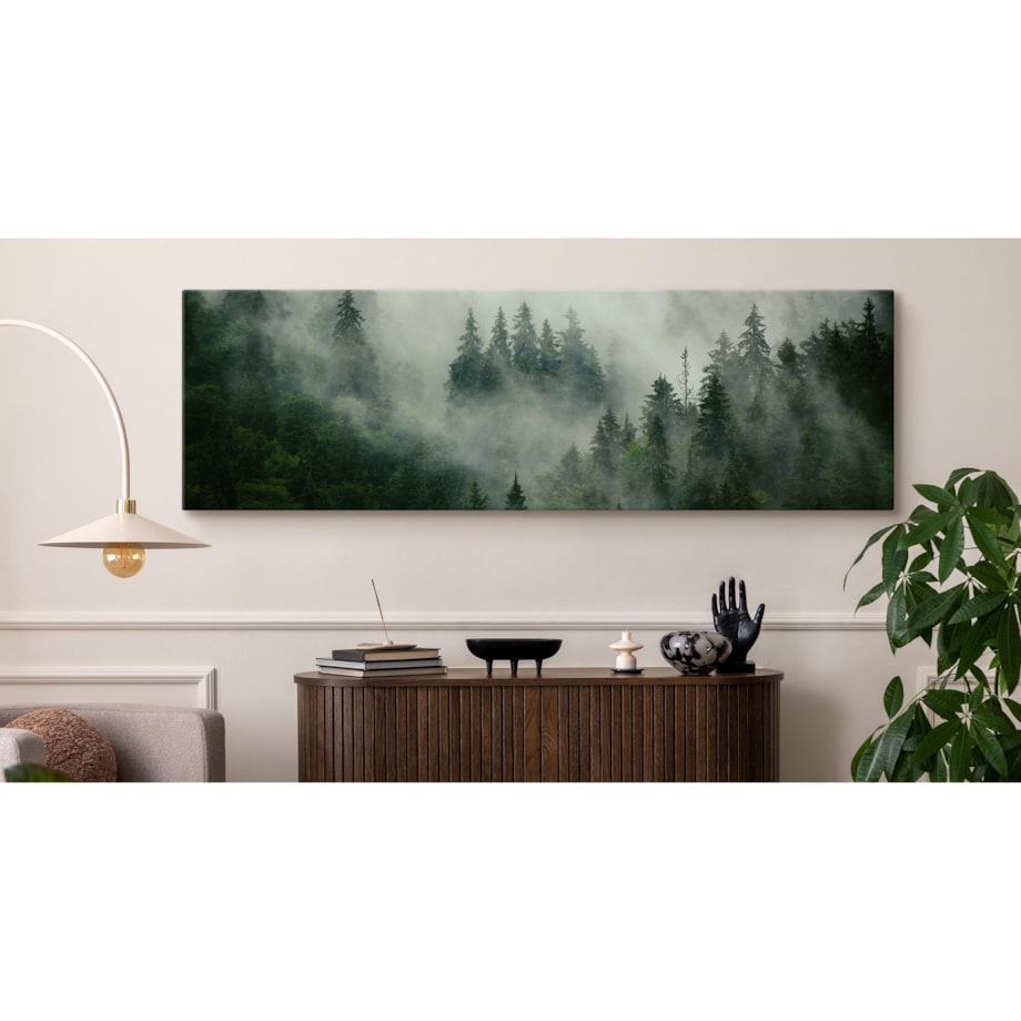Obraz Panoramiczny Krajobraz Las We Mgle 145x45cm