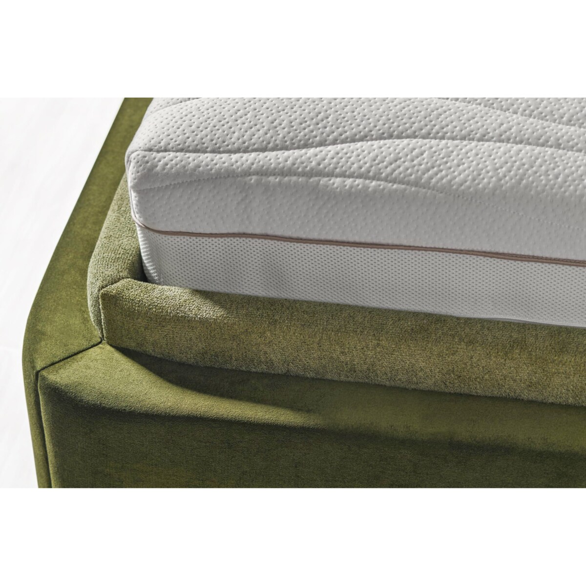 Łóżko Lagom (180x200) z pojemnikiem na pościel w tkaninie DarkGreen&Green