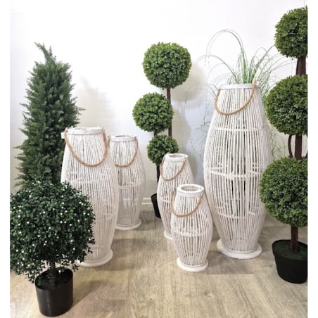 Lampion Bambusowy Rattanowy Latarnia 85 Cm Biały