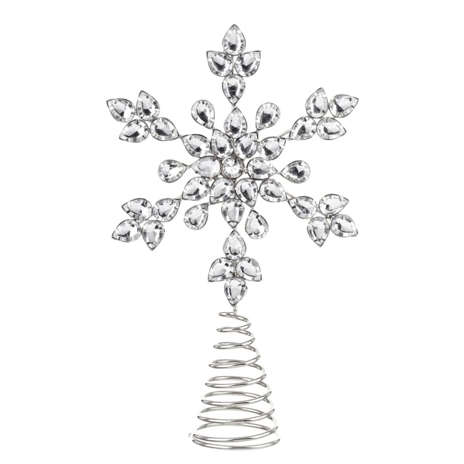 Szpic, gwiazda na czubek choinki, srebrna, 26 cm