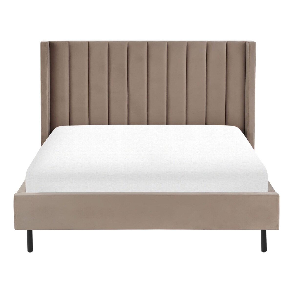 Łóżko welurowe 140 x 200 cm beżowoszare VILETTE