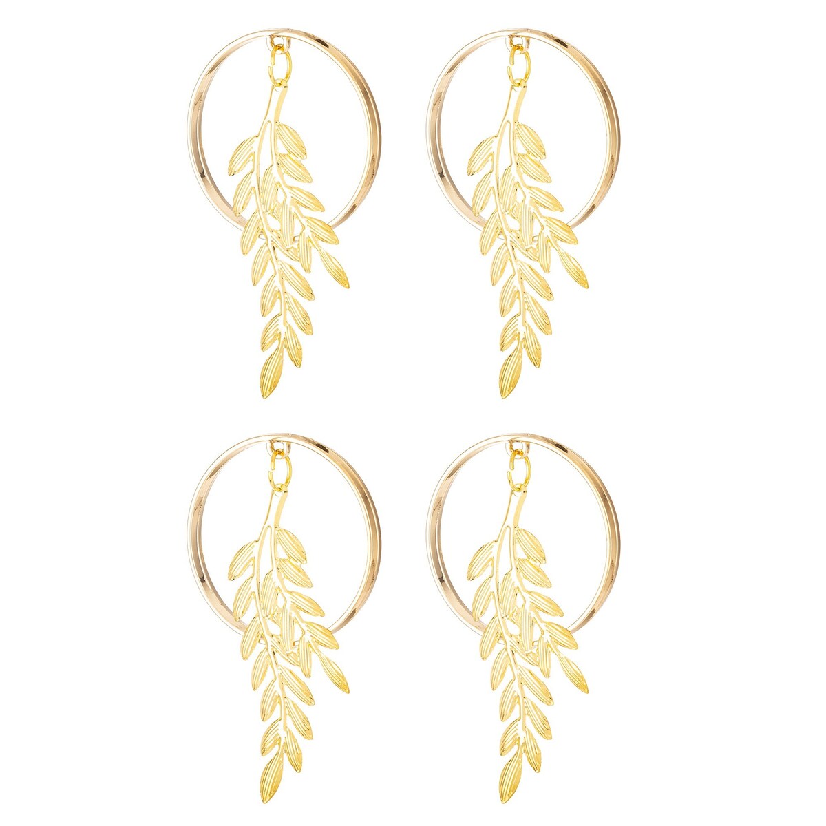 Komplet 4 złotych obrączek na serwetki, listki