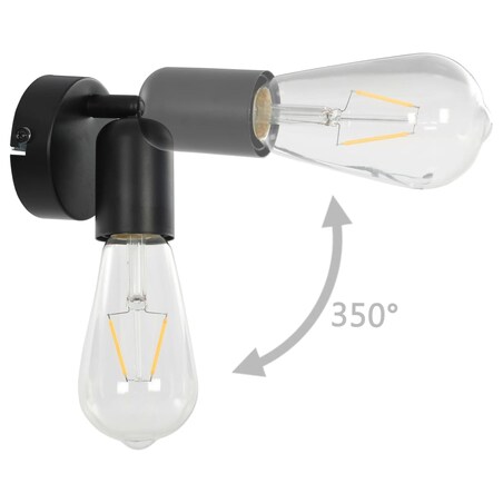 vidaXL Lampy, 2 szt., żarówki żarnikowe, 2 W, czarne, E27