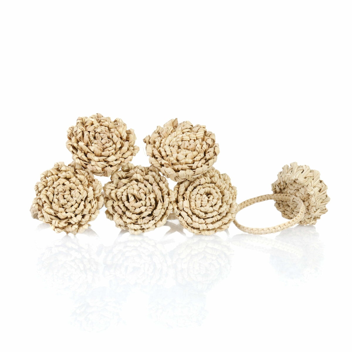 Obrączki na serwetki Beige Flower Rings - 6 sztuk