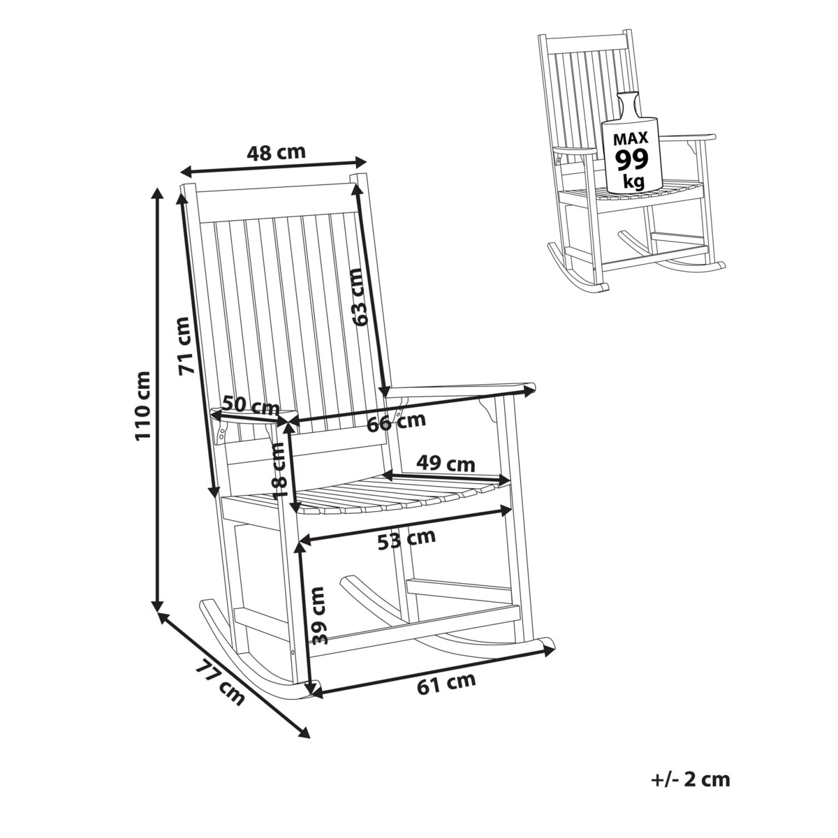 Fotel bujany akacjowy jasne drewno BOJANO