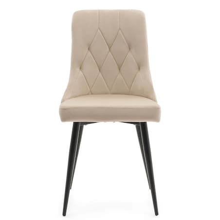 Krzesło tapicerowane welurowe do salonu jadalni CAREN beżowe