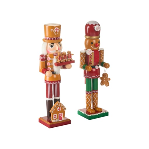 Zestaw 2 figurek dekoracyjnych GRANSJON Dziadek do orzechów 35 cm Pomarańczowy