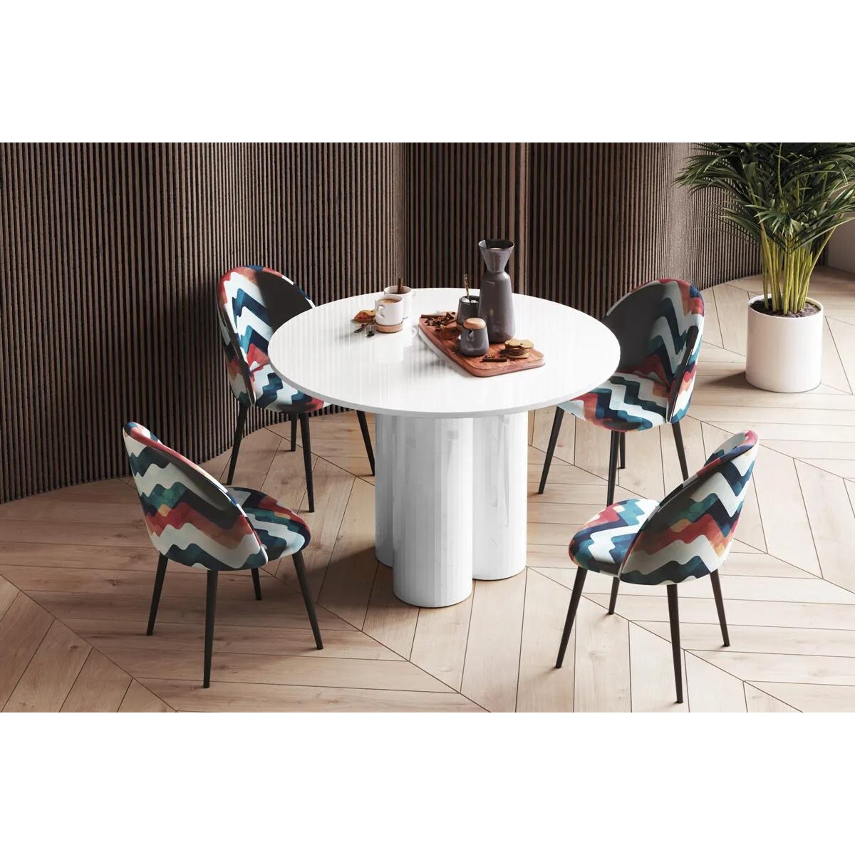 Stół okrągły RAVEO 100x100 biały mat