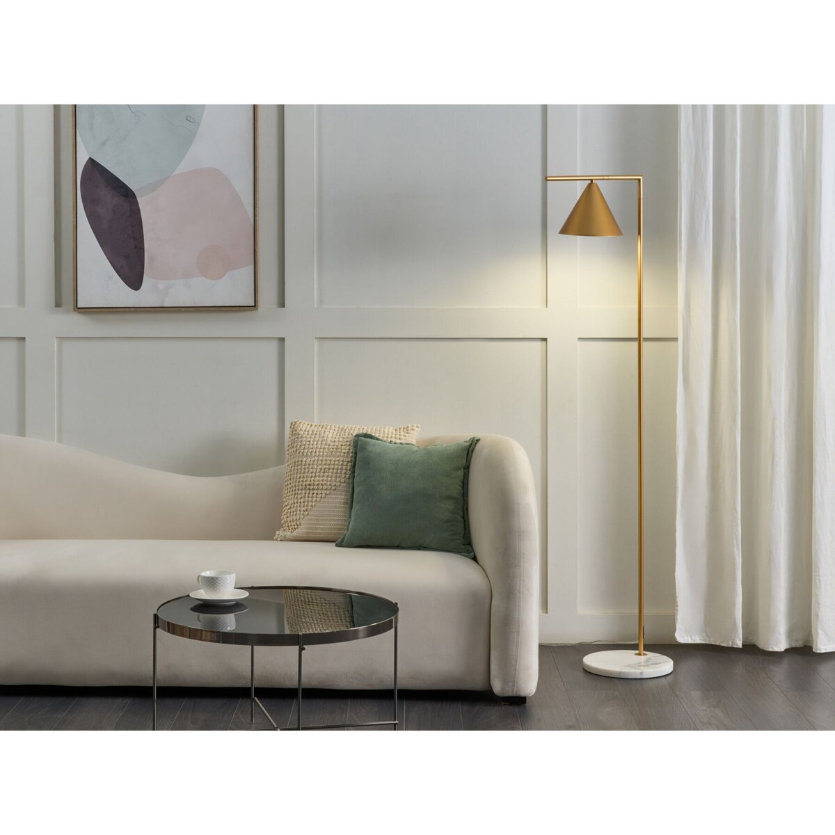 Lampa podłogowa metalowa złota MOCAL