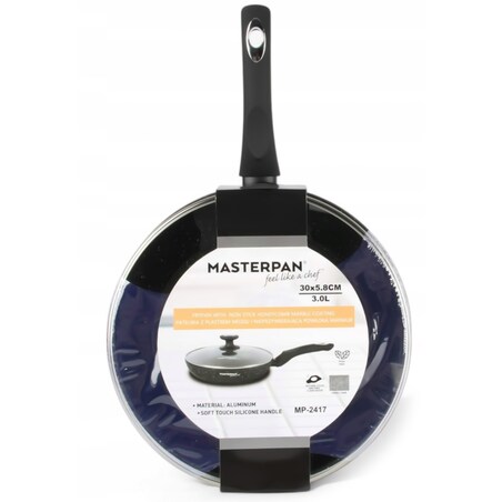 Patelnia Granitowa Pokrywka 30 Cm Plaster Miodu Indukcja Gaz 3.0L Wysoka 5.8