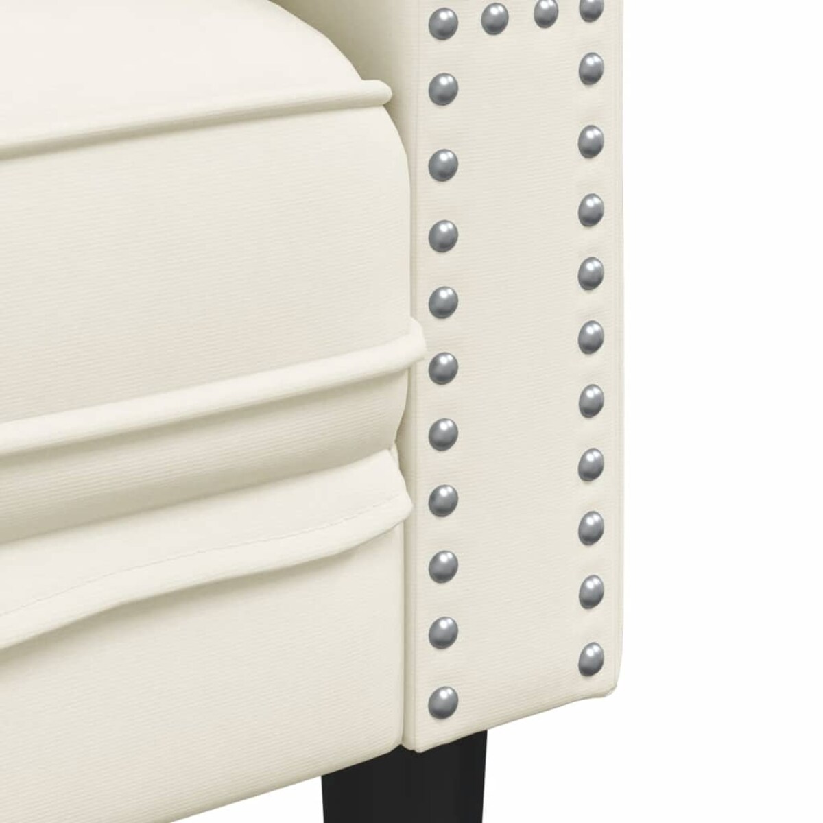 vidaXL Sofa Chesterfield z wałkami, trzyosobowa, kremowa, aksamit